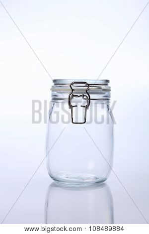 air tight glass jar on the white background