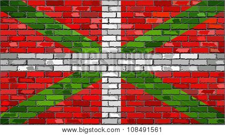 Grunge Flag Of Basque On A Brick Wall.eps