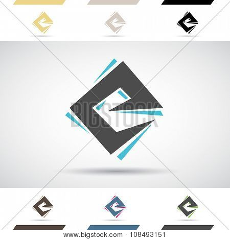 Design Concept of Colorful Stock Icons and Shapes of Letter E, Vector Illustration 