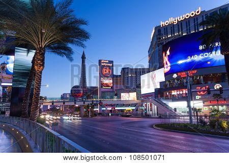 Eiffel Tower and Planet Hollywood in the morning