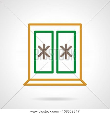 Winter window color simple line vector icon