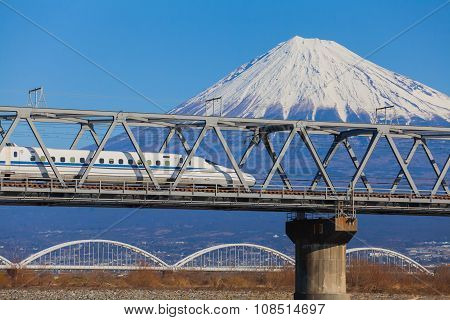 View of Mt Fuji and Tokaido Shinkansen Shizuoka Japan