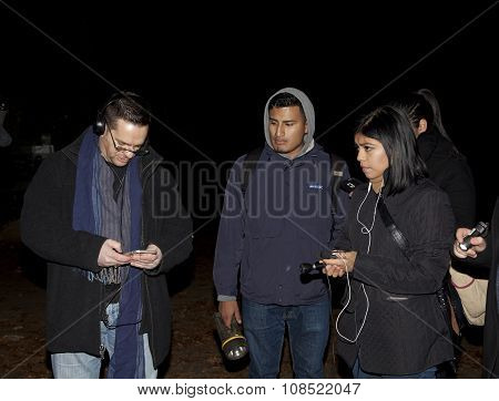 Ron Yacovetti Checks His Audio Device During Paranormal Investigation