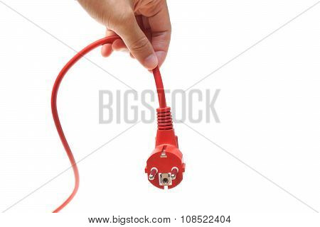 hand unplug a red plug / Save energy concept