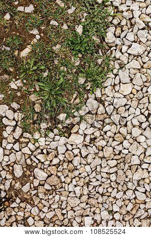 Stone Rubble Underfoot. Grunge Background Texture.