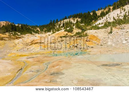 California drought results - Mount Lassen sulpher or sulfur springs and hot steaming mud baths