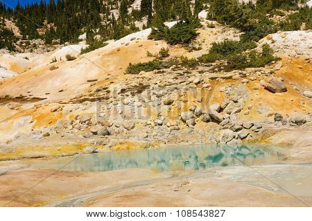 California drought results - Mount Lassen sulpher or sulfur springs and hot steaming mud baths