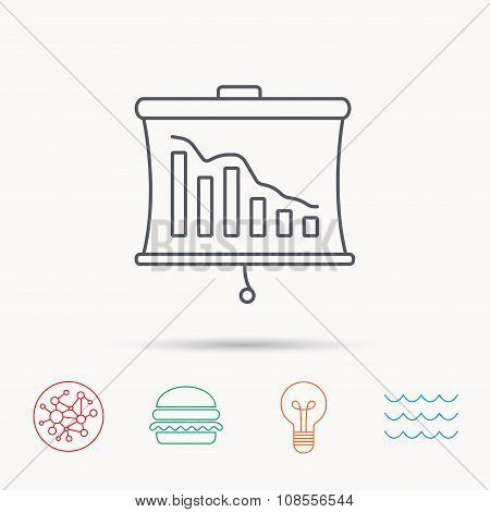Statistic icon. Presentation board sign.