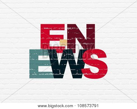 News concept: E-news on wall background