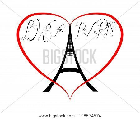 Love And Peace For Paris. Eiffel Tower In Heart.