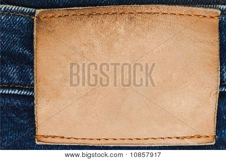 leere Leder Label auf jeans