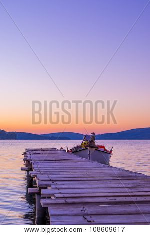 Sunrise on the bay of Nidri in Lefkas island Greece