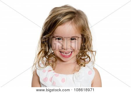 Cute Blond Girl Smiling To You Genuinely