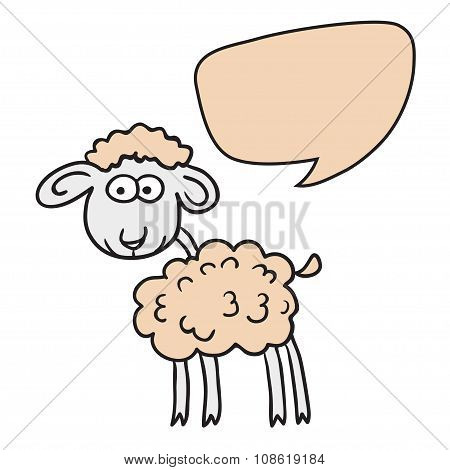 Sheep With Speech Bubble.