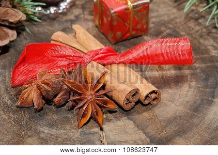 Cinnamon Sticks, Star Anise, Nuts, Christmas Decoration