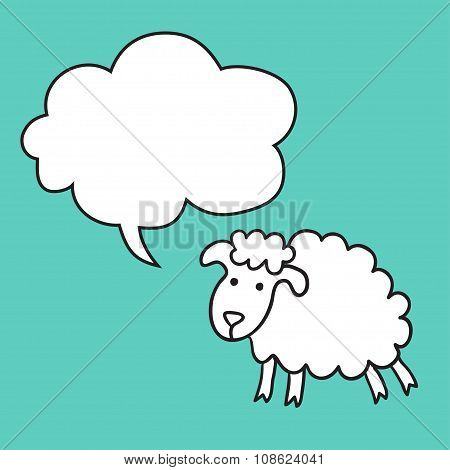 Sheep With Speech Bubble.