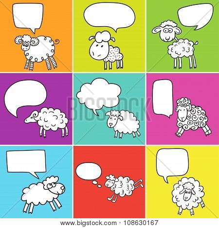 Sheep With Speech Bubble.