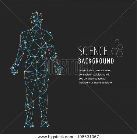DNA, genetic symbol of man with dna molecule structure