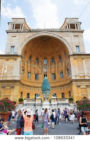 VATICAN - July 11, 2015: People visiting Vatican Museums on July 11, 2015 in Vatican.