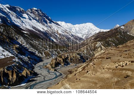 View of Valley at Manang Village on the Annapurna Circuit