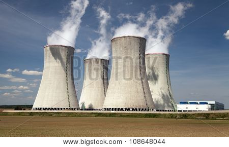 Nuclear Power Plant And Cooling Towers