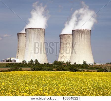 Cooling Tower And Rapeseed Field
