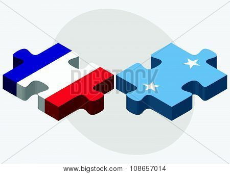 France And Micronesia Flags