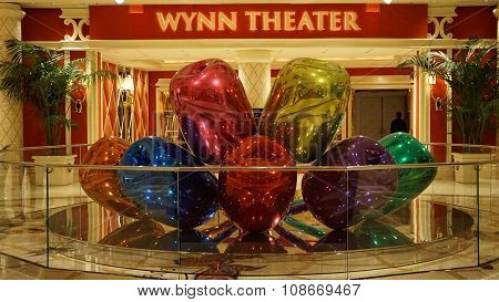 The Jeff Koons Tulips Sculpture display at the Wynn Hotel in Las Vegas