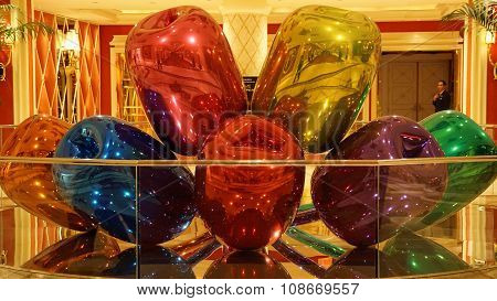 The Jeff Koons Tulips Sculpture display at the Wynn Hotel in Las Vegas