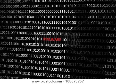 Anonymous Hacker Without Face And Malware Background