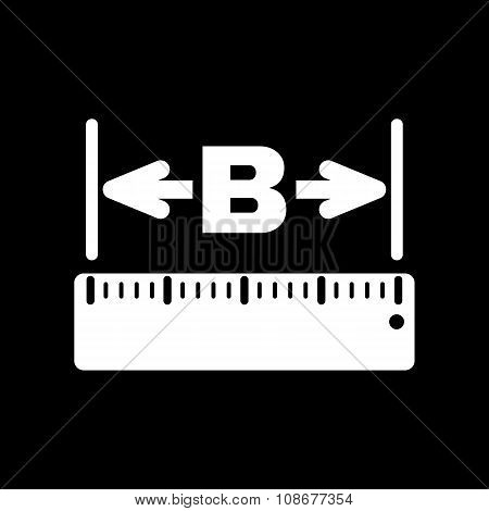 The width icon. Measurement and ruler symbol. Flat
