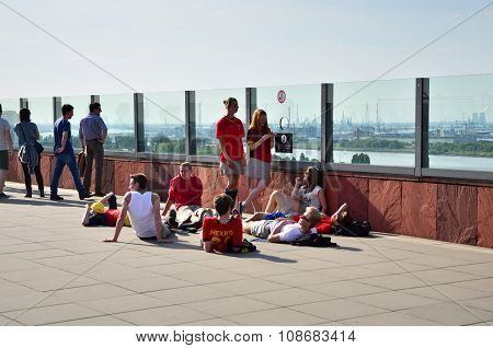 Antwerp, Belgium - May 10, 2015: People Visit Rooftop Of Museum Aan De Stroom In Antwerp