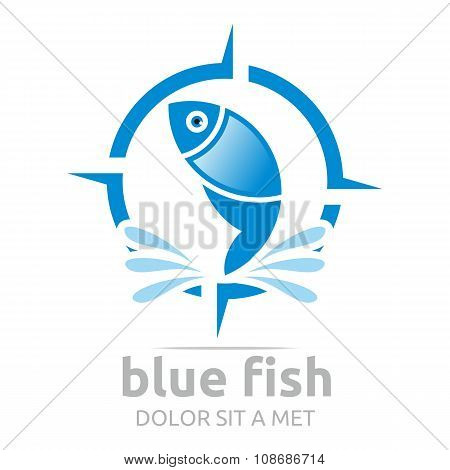 Logo Blue Fish Design Icon
