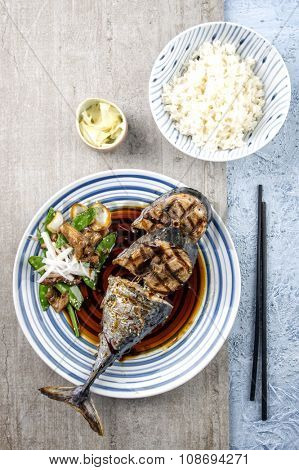Sliced Barbecue Bonito with Vegetable