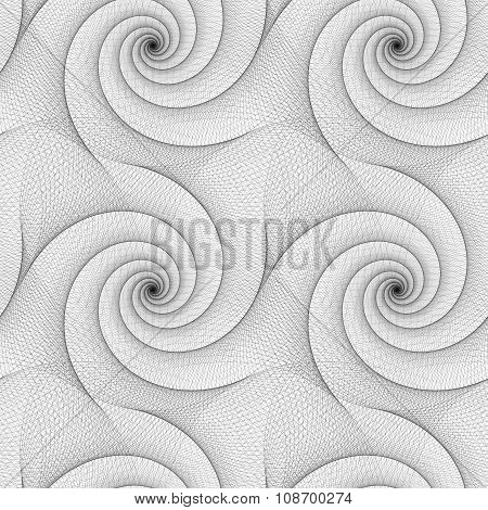 Seamless abstract black white spiral pattern