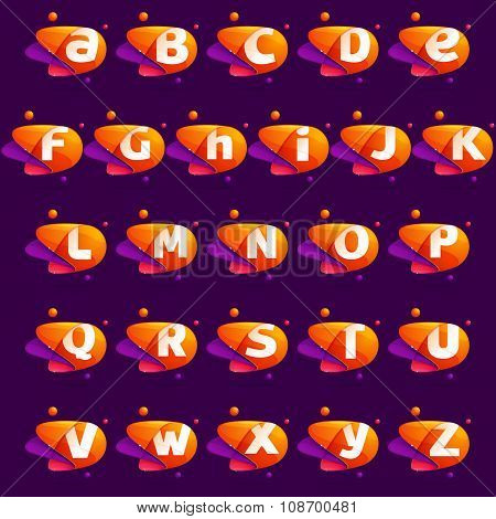 Full Alphabet Colorful Letters With Atoms Orbits.