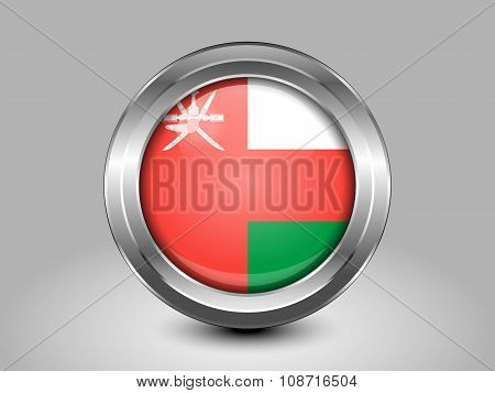 Flag Of Oman. Metal Round Icon