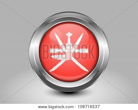 Emblem Of Oman. Metal Round Icon