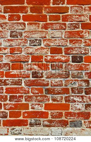 Wall Of Old Orange Shabby Bricks As Background Or Texture