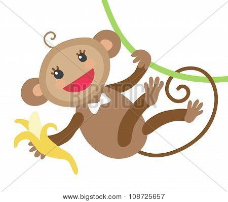 Cute monkey with banana