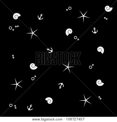 Vector pattern. Modern stylish texture. Marine shell and starfish pattern