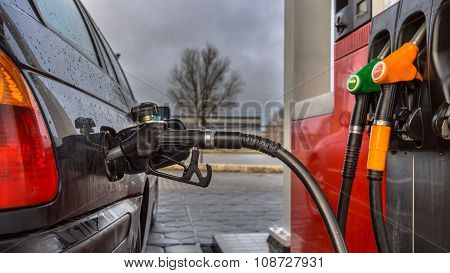Fuel Station Pump Nozzle Close Up