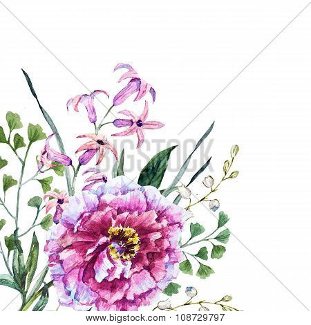 Hand drawn watercolor flowers