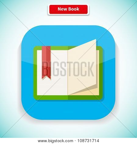 New Book App Icon Flat Style Design