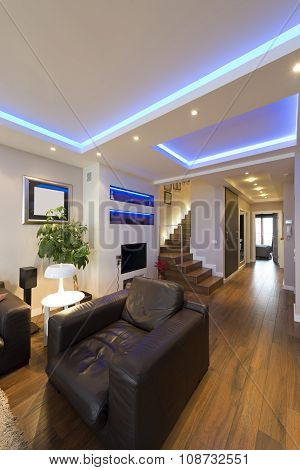 Interior Of A Living Room With Fireplace