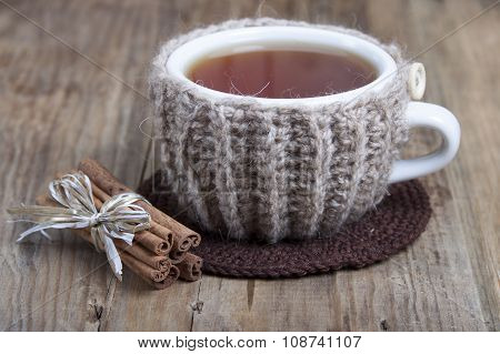 Cup Of Hot Spiced Tea In Cover - Warmer  .