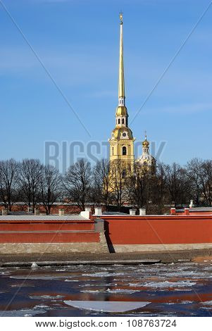 Spire of Cathedral against the sky.