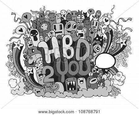 Birthday Party Hand Drawn Doodles Elements Background