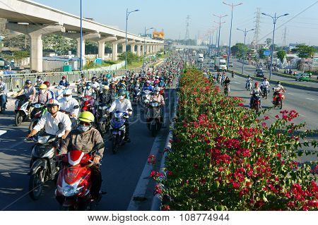 Crowded, Vietnam, Asia ctiy, vehicle, exhaust fumes,