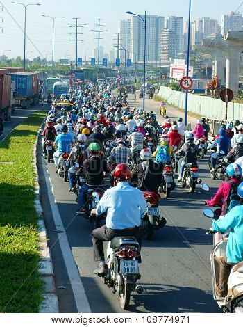Crowded, Vietnam, Asia ctiy, vehicle, exhaust fumes,